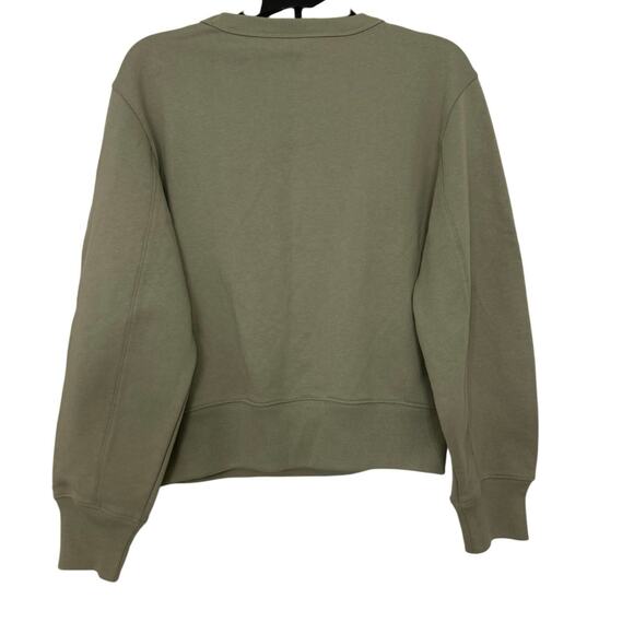 Uniqlo U Cotton Olive Green Crewneck Crop Length Sweatshirt Size Large - Picture 3 of 11
